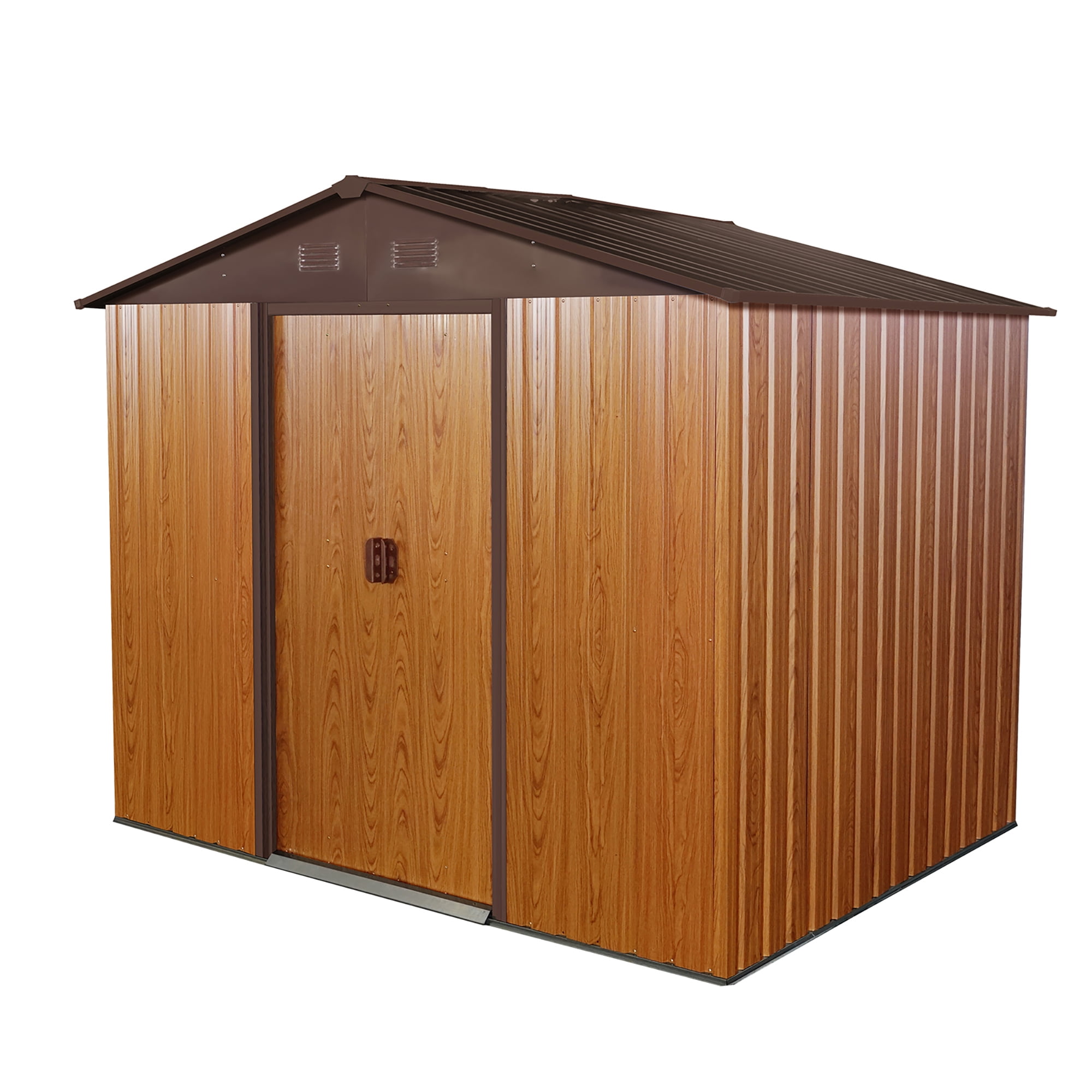 Aimee Lii 88" x 63" Outdoor Metal Storage Shed, Utility Tool Shed Storage House, Metal Sheds for Backyard Garden Patio Lawn, Brown Aimee Lii 88" x 63" Outdoor Metal Storage Shed, Utility Tool Shed Storage House, Metal Sheds for Backyard Garden Patio Lawn, Brown