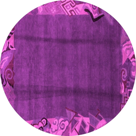 Ahgly Company Indoor Round Abstract Pink Modern Area Rugs, 8' Round