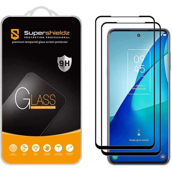 (2-Pack) Supershieldz Designed for TCL 20S / TCL 20 5G/ TCL 20L [Full Screen Coverage] Tempered Glass Screen Protector, Anti-Scratch, Bubble Free (Black Frame)