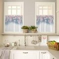 thumbnail image 4 of Floral Kitchen Curtain Valance and Tiers Set 3 Piece Farmhouse Window Treatment Rod Pocket Kitchen Spring Watercolor Peach Blossom Pink Valance Set for Small Window 54"X18"Cafe Curtain, 4 of 6