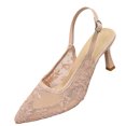 thumbnail image 2 of Aobny Teacher Shoes Shoes for Women High Heels Stiletto Closed Pointed Toe Wingtips Shoe Ankle Strap Soft Toe Pointy Toe Pink Summer Shoes,Size 36, 2 of 8