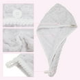 thumbnail image 5 of Hair Drying Towel Dry Cap Cloud Grid Shape Lightweight for After Bath Drying Hair Coral Fleece Gray, 5 of 7