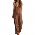 thumbnail image 2 of Edvintorg Rompers for Women Summer V-Neck Sleeveless Casual Dressy Wide Leg Jumpsuits with Pockets Plus Size Fashion Travel Jumpers, 2 of 8