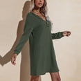 thumbnail image 3 of Vestido de jersey de manga larga, vestido midi holgado con cuello abotonado y manga larga para mujer, vestido corto de alta intensidad, 3 of 6