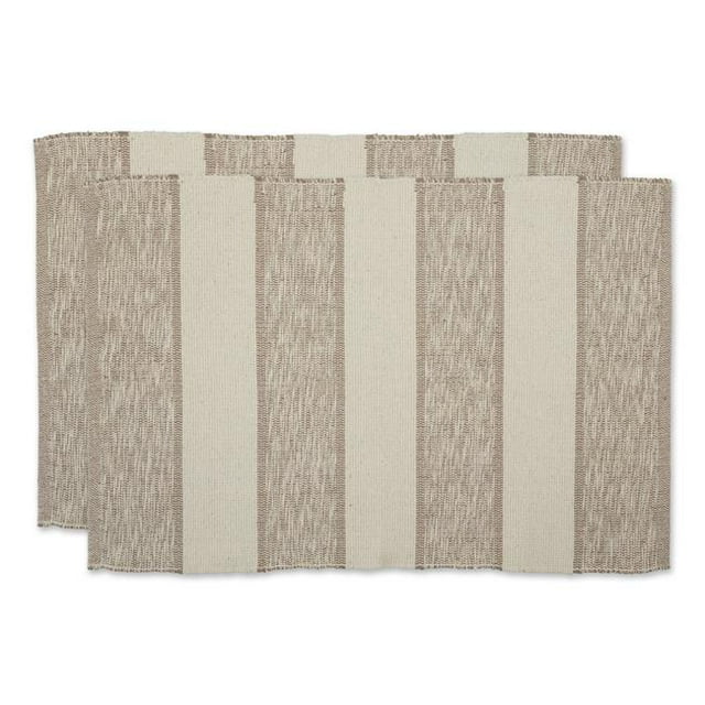 Design Imports CAMZ12738 Tapis en Fil Recyclé, Rayures Marron Variées - Ensemble de 2