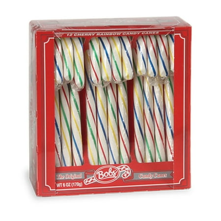 Bobs Cherry Rainbow Candy Canes, 6 Oz., 12 Count