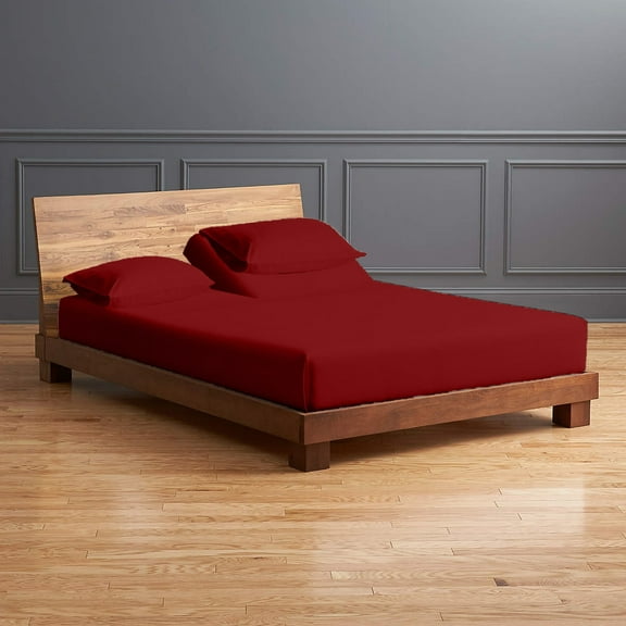 Real 1000 Thread Count 100% Egyptian Cotton, Flex Top King Sheet Set for adjustable bed - Fits Upto 10 Inch Deep Pocket, Split Top Sheet Sets - (Split Head King- 30" Split, Burgundy)
