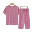 thumbnail image 1 of Mefallenssiah Ensemble d'Été pour Femmes Deux Pièces Manches Courtes Col Rond Ensemble de Pyjama Hauts Imprimés Pantalons, 1 of 3