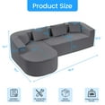 thumbnail image 4 of Puremind L Shaped Sectional Couch with Chaise, Upholstered Chenille Curved Sofa with Throw Pillows for Living Room/Apartment, No Assembly Required, Dark Gray, 4 of 8