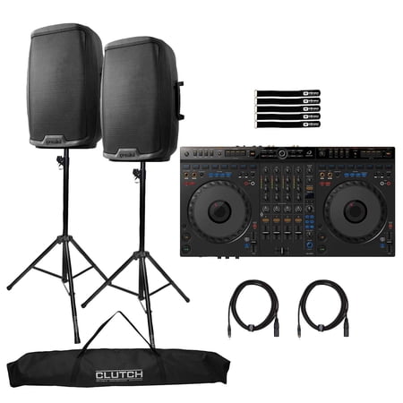 AlphaTheta DDJ-GRV6 DJ Controller w/Groove Circuit with (2) Gemini AS-2115BT Speakers Package