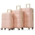 thumbnail image 2 of Luggage Set of 3, 20 Inches with USB Port, Carry-on Luggage with Cup Holder& Adjustable Handle&Hooks, Lightweight ABS Hard Shell Luggage with Spinner Wheels, Pink, 2 of 7