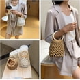 thumbnail image 3 of PIKADINGNIS Women Mini Clutch Tote Handbag Top-handle Bucket Drawstring Handbag Beach Woven Handmade Fishing Net Bag Pouch Purse, 3 of 6