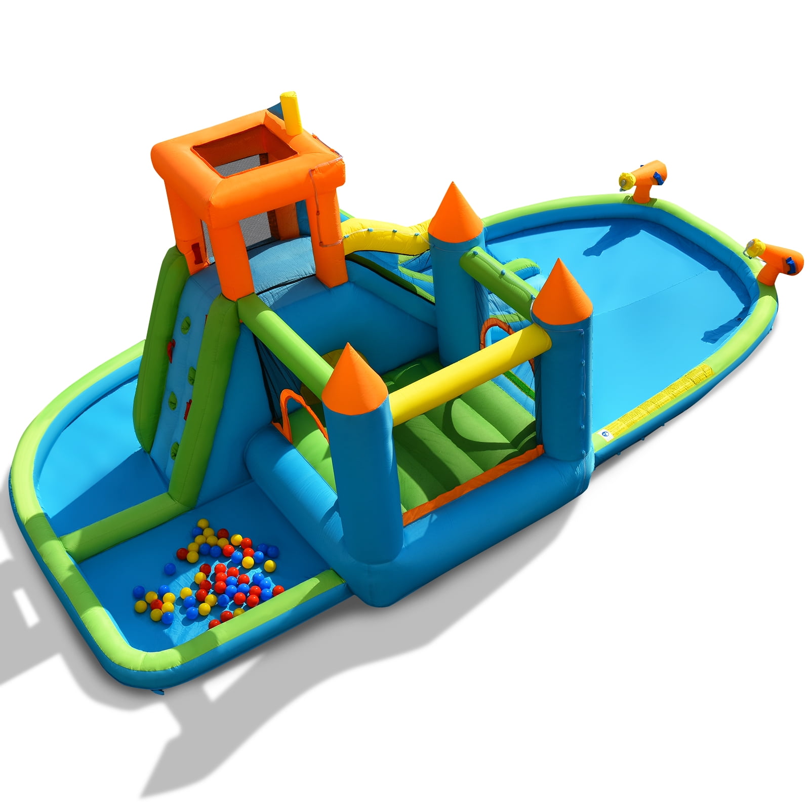 Topbuy Inflatable Bounce House Water Slide Kids Bouncer Splash Pool without Blower