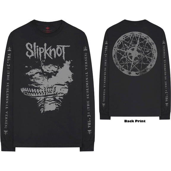 Slipknot Unisex Long Sleeve T-Shirt Subliminal Verses (Back & Sleeve Print) (Small)
