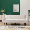 thumbnail image 3 of Modern Convertible Futon Sofa Bed, Foldable Sofa Bed for Home &Office, Linen Sofa Bed, White My Lux Decor Round, 3 of 11