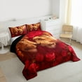 thumbnail image 3 of Homewish Romantic Lion Animal Queen Comforter Set, Rose Floral Flower Bedding Sets, Couple Valentine's Day Reversible Bedding Comforter Set, Breathable Home Decor, 3pcs, 3 of 8