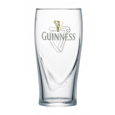 Guinness Logo Pint Glass with Embossed Harp (20oz Official (Best Glass For Guinness)