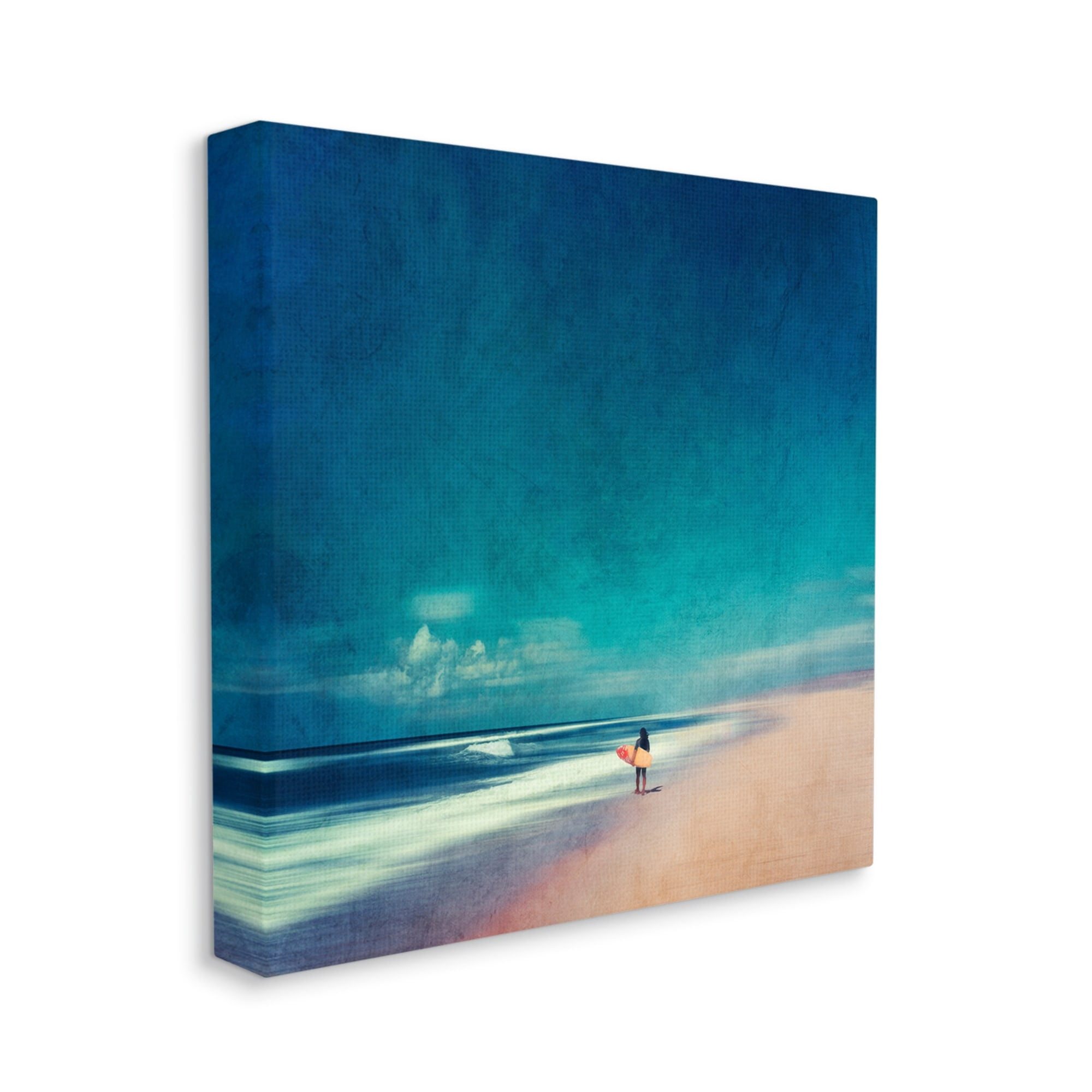 Stupell Industries Vast Beach Landscape Lone Surfer Coastal Photography Gallery Wrapped Canvas Print Wall Art