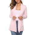 thumbnail image 4 of Winter Polyester Long Sleeve Spandex Cardigan for Women Pink Cover-Up Solid Color Round Neckline Womens Ladies V Neck Coat Pockets Outerwear XL, 4 of 5