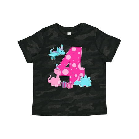 

Inktastic Dinosaur Party-Fourth Birthday Gift Toddler Toddler Girl T-Shirt