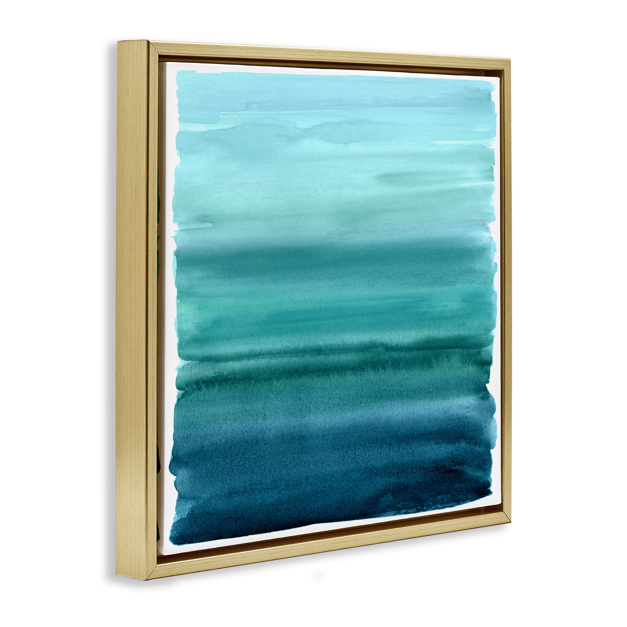 Stupell Industries Aqua Ombre Gradient Gold Framed Floater Canvas Wall Art, design by Allie Corbin