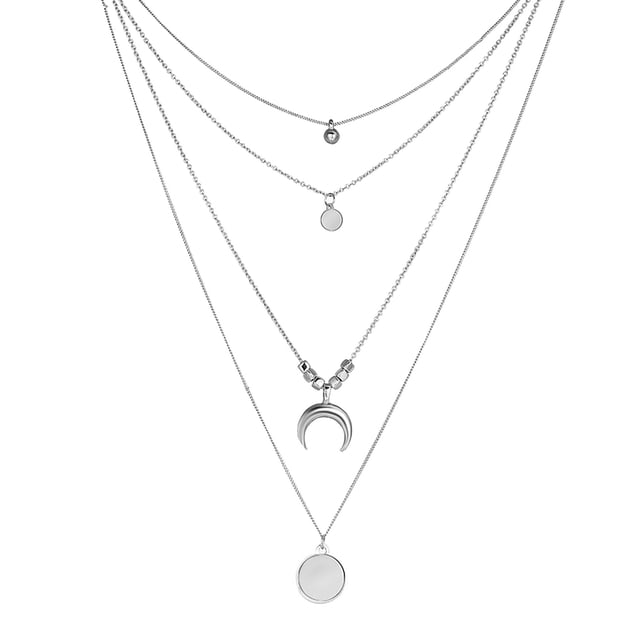 Flmtop Neck Pendant Exquisite Stainless Silver Color Long Chain Necklace for Dating