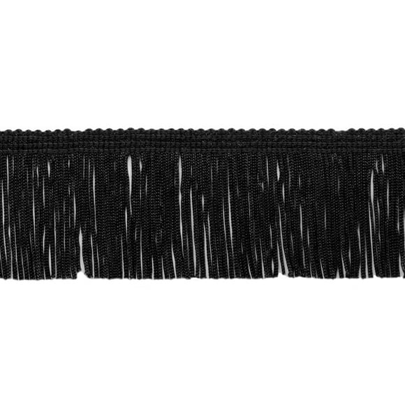 Bordure de 2 Po (5 Cm) de long à Franges (style cf02), noir pur k9 (noir de jais) vendu par le chantier (36 po/3 pi/0,9 M)