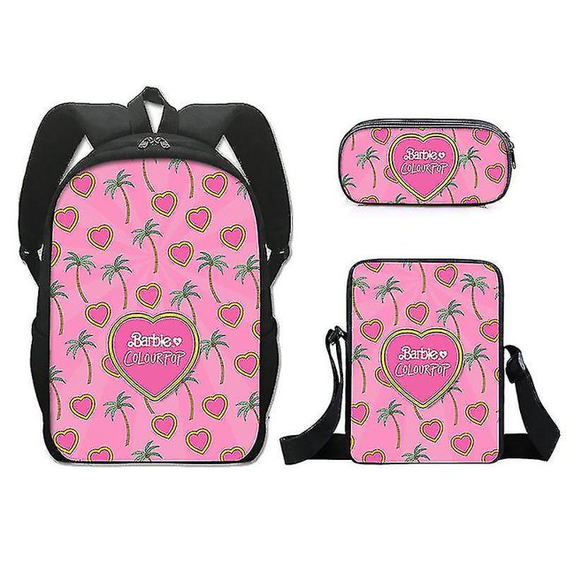Bolso escolar Barbies, conjunto de tres piezas, bolso para bolígrafos de una sola capa de poliéster, bolso de hombro pequeño, mochila para niñas, inicio de temporada escolar para estudiantes