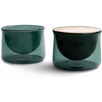 FLUR Latte Glass (Set of 2): For Lattes and Milk Drinks - Makes Latte Art Easier - Double-Walled Borosilicate Glass - Handmade - 7oz (Teal)