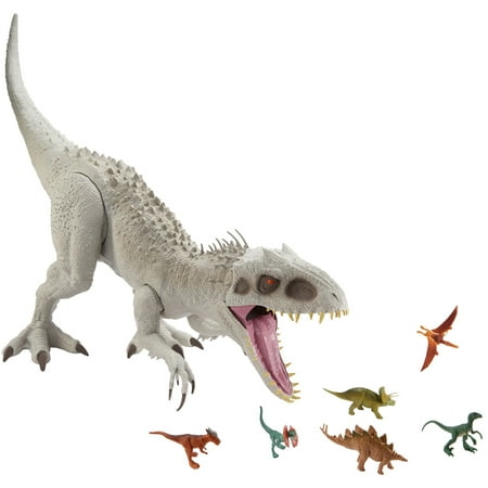 Jurassic World Camp Cretaceous Super Colossal Indominus Rex Action Figure with Eating Feature, Stands 18in High and 3.5ft Long, Dinsoaur Toy Gift
