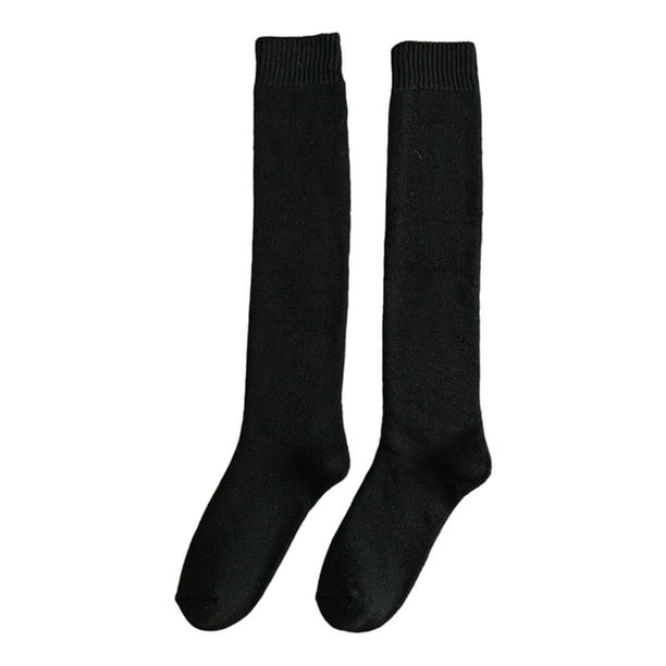 Casual Soft Mens Knee High Long Socks, Thick Thermal Free Size Cotton ,  Black 