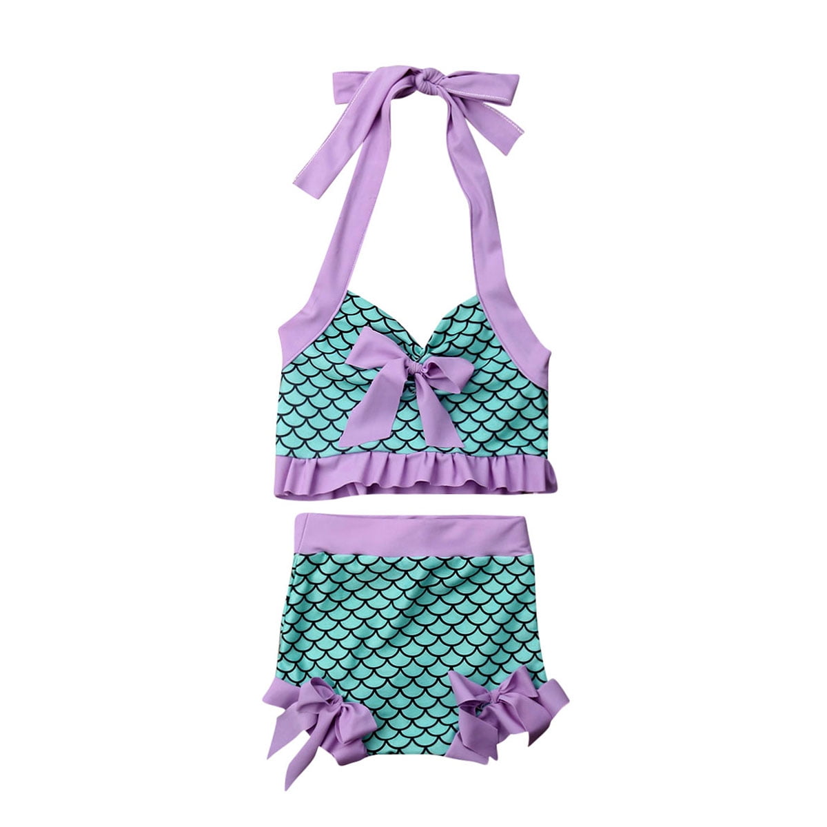 Canis Kids Baby Girls Mermaid Scale Bikini Set Swimwear Swimsuit Bathing Beach