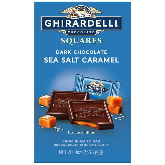 Ghirardelli Large Squares Bag, Dark Chocolate & Sea Salt Caramel 9.0OZ