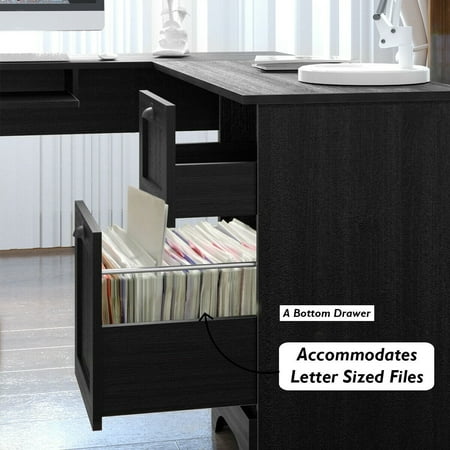 Costway L Shaped Corner Computer Desk Writing Table Study Costway L Shaped Corner Computer Desk