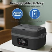 INSMART Cordless Electric Lunch Box,Heated Lunch Box for Adults with Scheduled Heating,Stainless Steel Food Warmer with 1L Container Fork and Spoon for Office,Picnic,Car