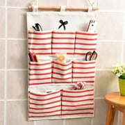 Walbest Linen Cotton Fabric Hanging Organizer 6/8 Pockets Wall Door Hanging Storage Bag Home Organizer
