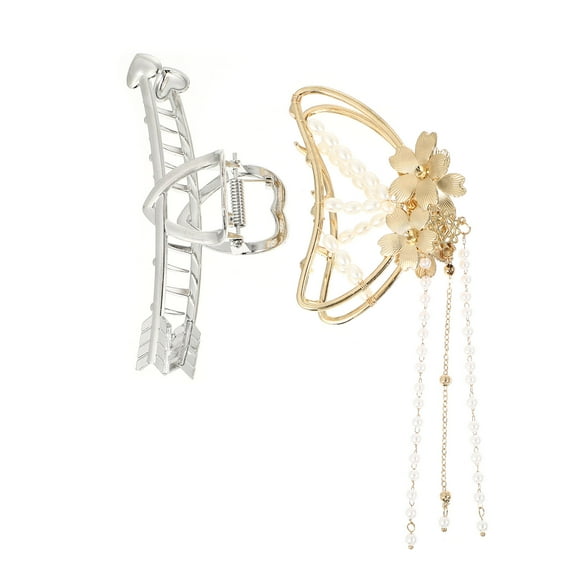 Raindrops 2 Pcs Headdress Clip Vintage Hair Clips Women's Miss Silver