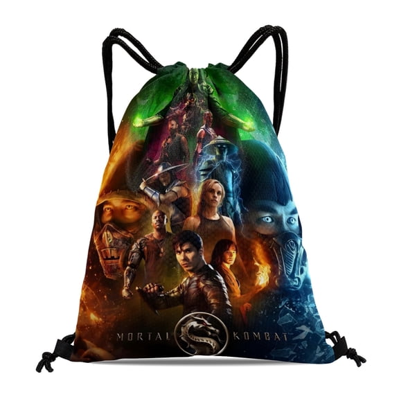 Mortal Kombat-theme Drawstring Backpack Sports Gym Bag Water Resistant String Bag Cinch Bag,12''X16''(30X40cm)