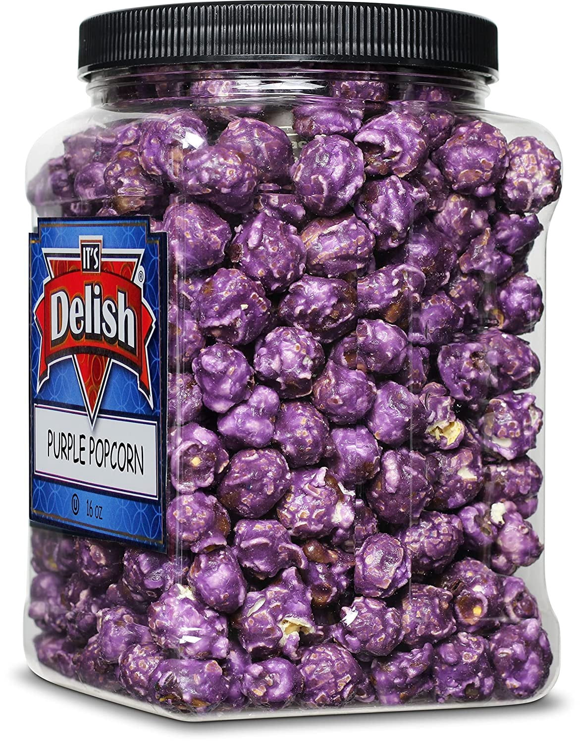 Gourmet Purple Grape Flavored Popcorn by It's Delish, 16 Oz Jumbo Container  Bulk Air Popped Pop Corn Snack - Fruity Purple Themed Candy Confetti  Birthday Party, Events  Gluten Free, Vegan, Kosher
