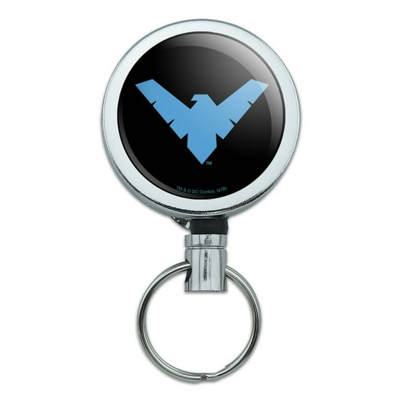 Batman Nightwing Logo Heavy Duty Metal Retractable Reel ID Badge Key Card Tag Holder with Belt Clip