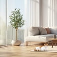 thumbnail image 5 of Yesurprise Artificial Olive Tree 5FT Tall Faux Silk Olive Trees for Fake Potted Tree with Natural Wood Trunk and Lifelike Fruits 2 Pack, 5 of 6