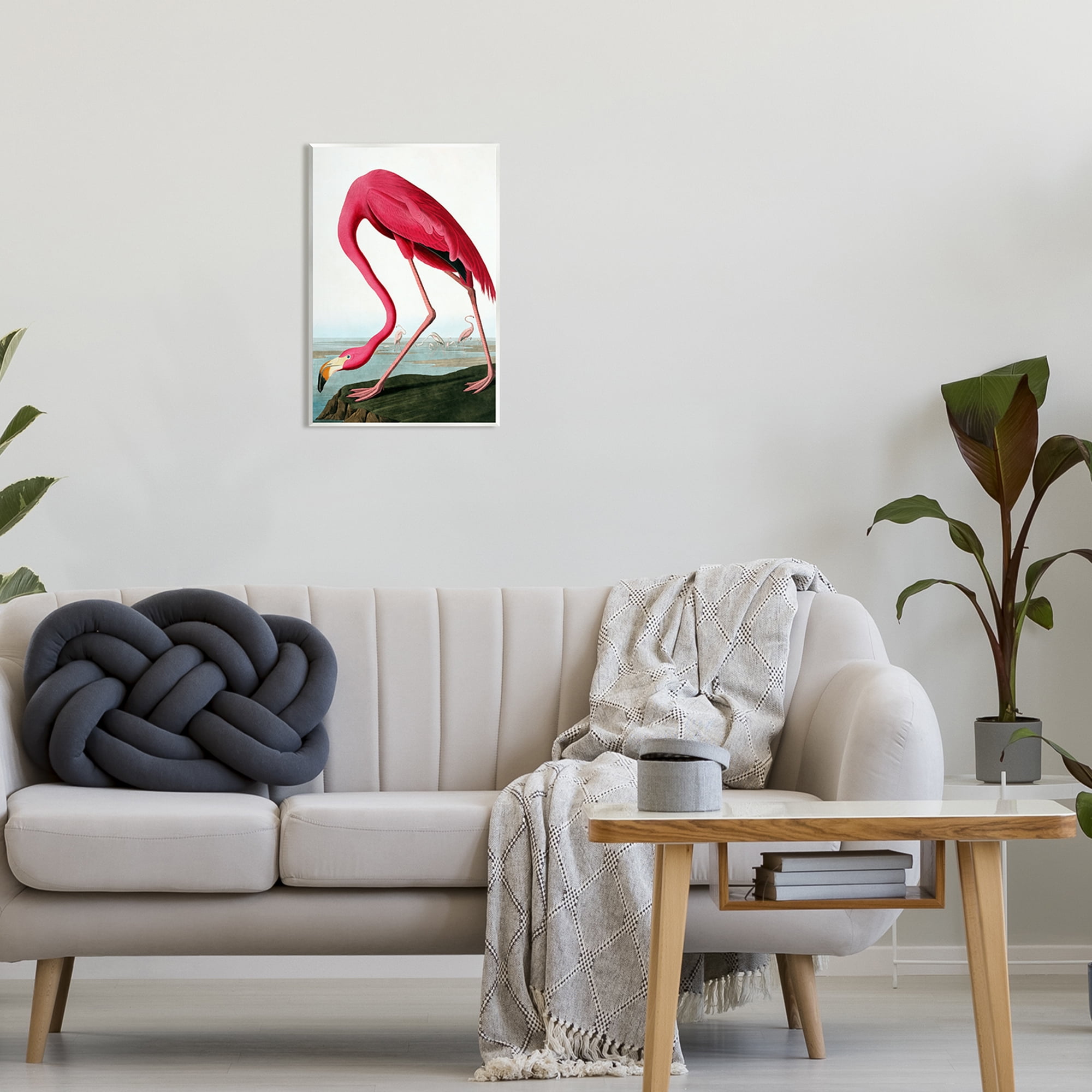Stupell Industries Flamingo Stepping Near Pond Animals & Insects Painting Unframed Art Print Wall Art, 13 x 19