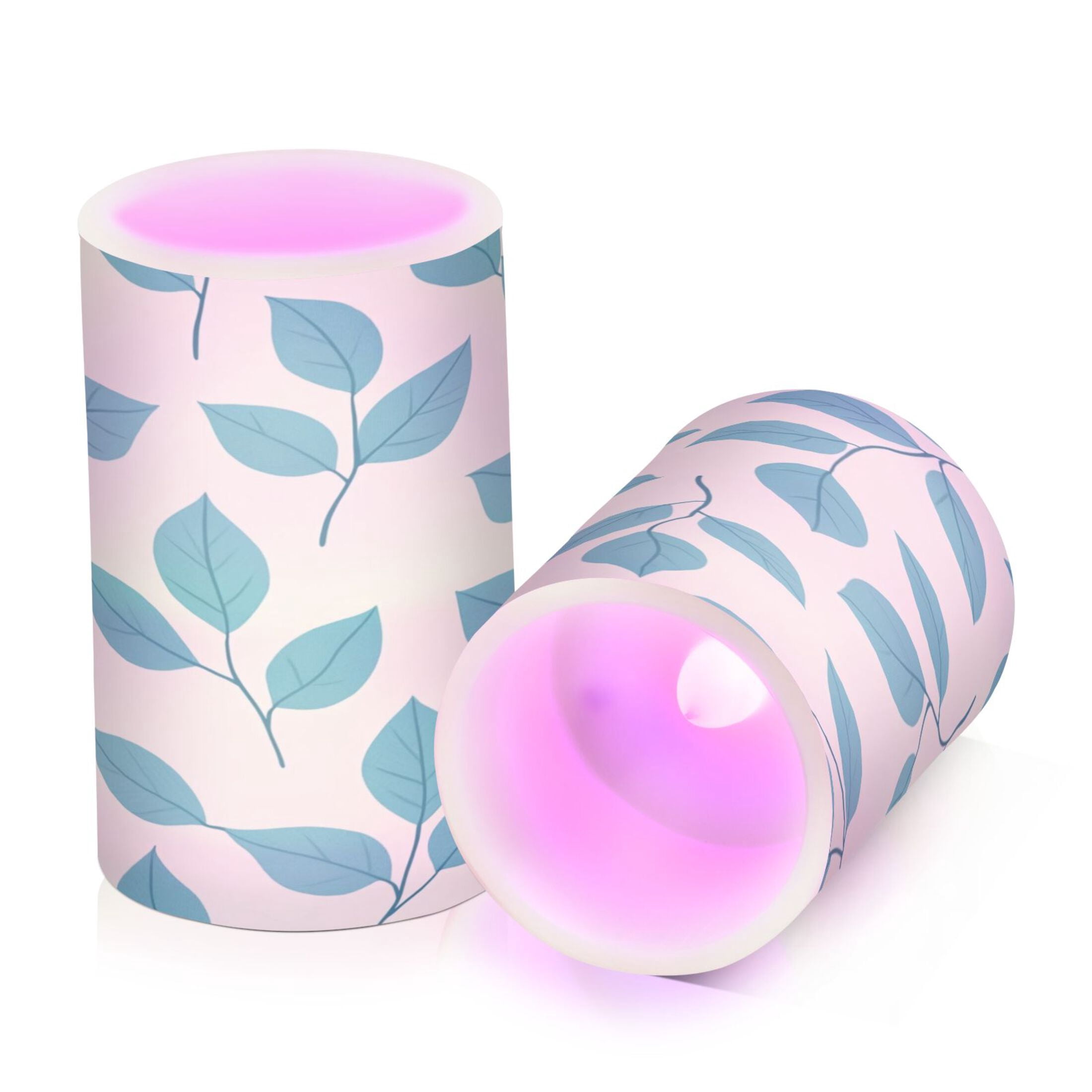 2 PCS Flameless Candles with Remote Timer LED Battery Operated Flickering Candle Light for Wedding Table Home Decoration Gifts Turquoise Leaf
