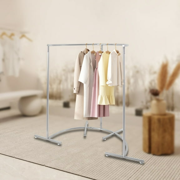 Wildnix Stainless Steel Clothing Display Rack, Modern Curved Design, 75-125kg Capacity, Adjustable Foot Pads, 39.37 x 51.18 Inches, Space-Saving and Stylish