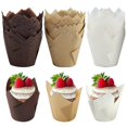 thumbnail image 1 of Cajas para muffins, 150 vasos de papel para hornear con forma de tulipán para bodas, suministros para fiestas de cumpleaños, 1 of 5