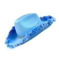 thumbnail image 4 of Fgnfyis Velvet Trimmed Denim Cowboy Hat with Glasses Set for Stage Performance and Events Blue One Size, 4 of 4
