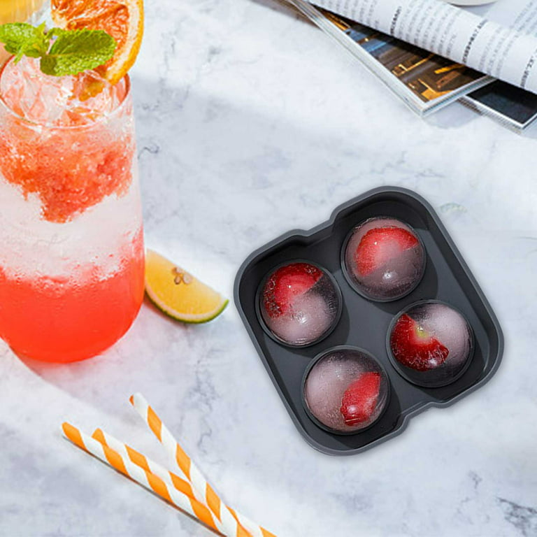 Tuphregyow Small Ice Maker,Round Ice Cube Tray,Mini Circle Ice Cube Tray  Making,4Pcs Ice Ball Mold for Chilling Drinks Juice 