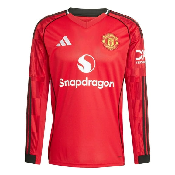 adidas 2025-26 Manchester United Men's Stadium Home Long-Sleeve Soccer Jersey