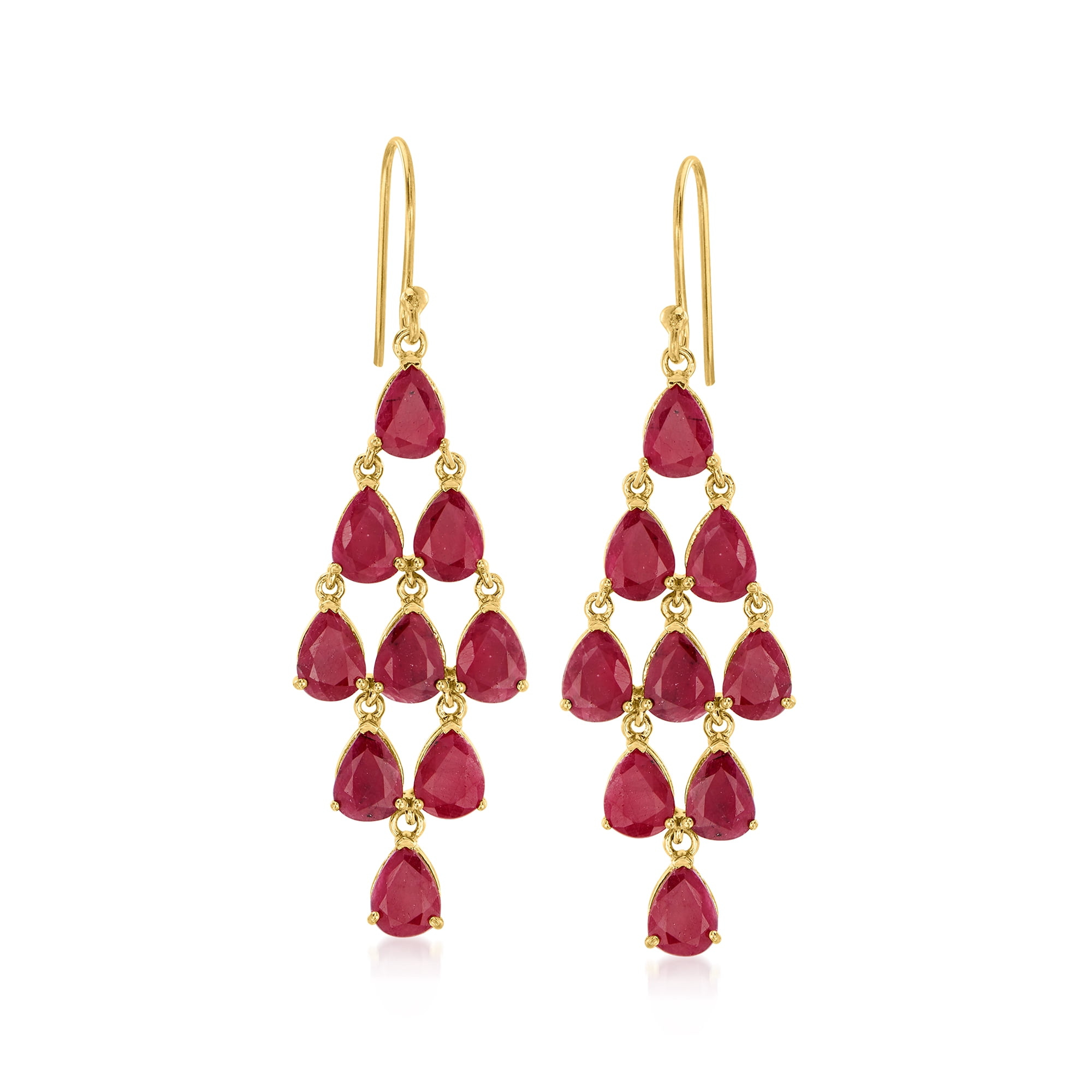 Ross-Simons 12.00 ct. t.w. Ruby Chandelier Earrings in 18kt Gold Over  Sterling - Walmart.com
