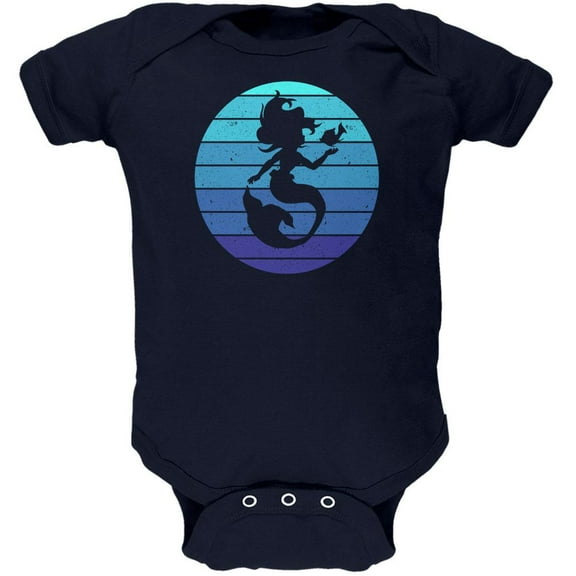 Mermaid Retro Ocean Blues Soft Baby One Piece Navy 18-24 M